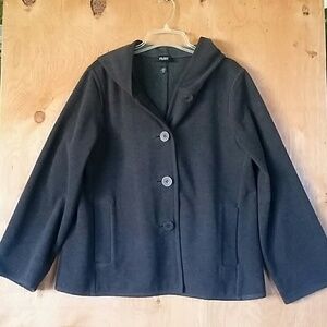 Eileen Fisher wool blend hoodie coat jacket gray women's size M